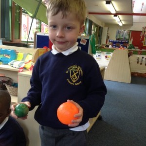 Maxim was very observant and found an orange that was the shape of a sphere...fantastic work Maxim.